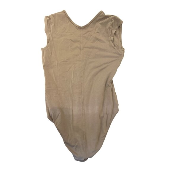 Everlane Womens Tan Supima Cotton V-Neck Bodysuit Size L Taupe - Picture 3 of 3
